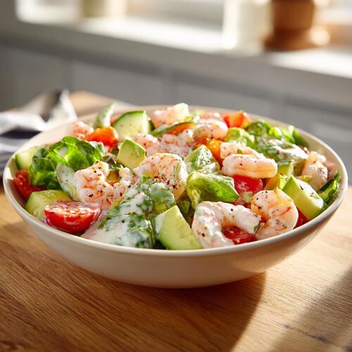 protein salad for dinner with shrimp