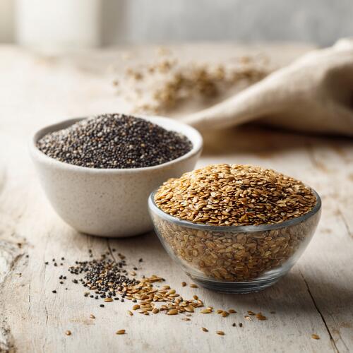 chia and flax seeds