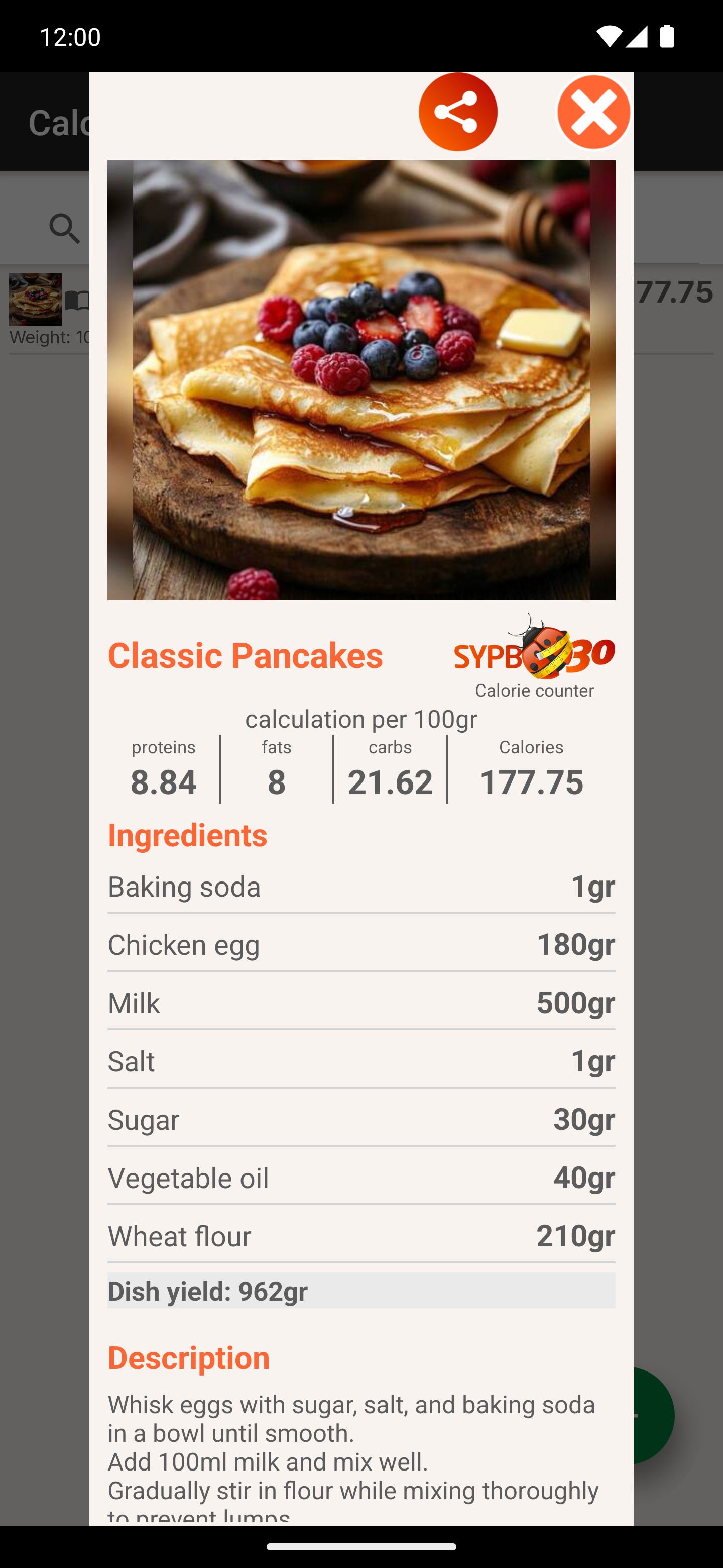 The finished recipe