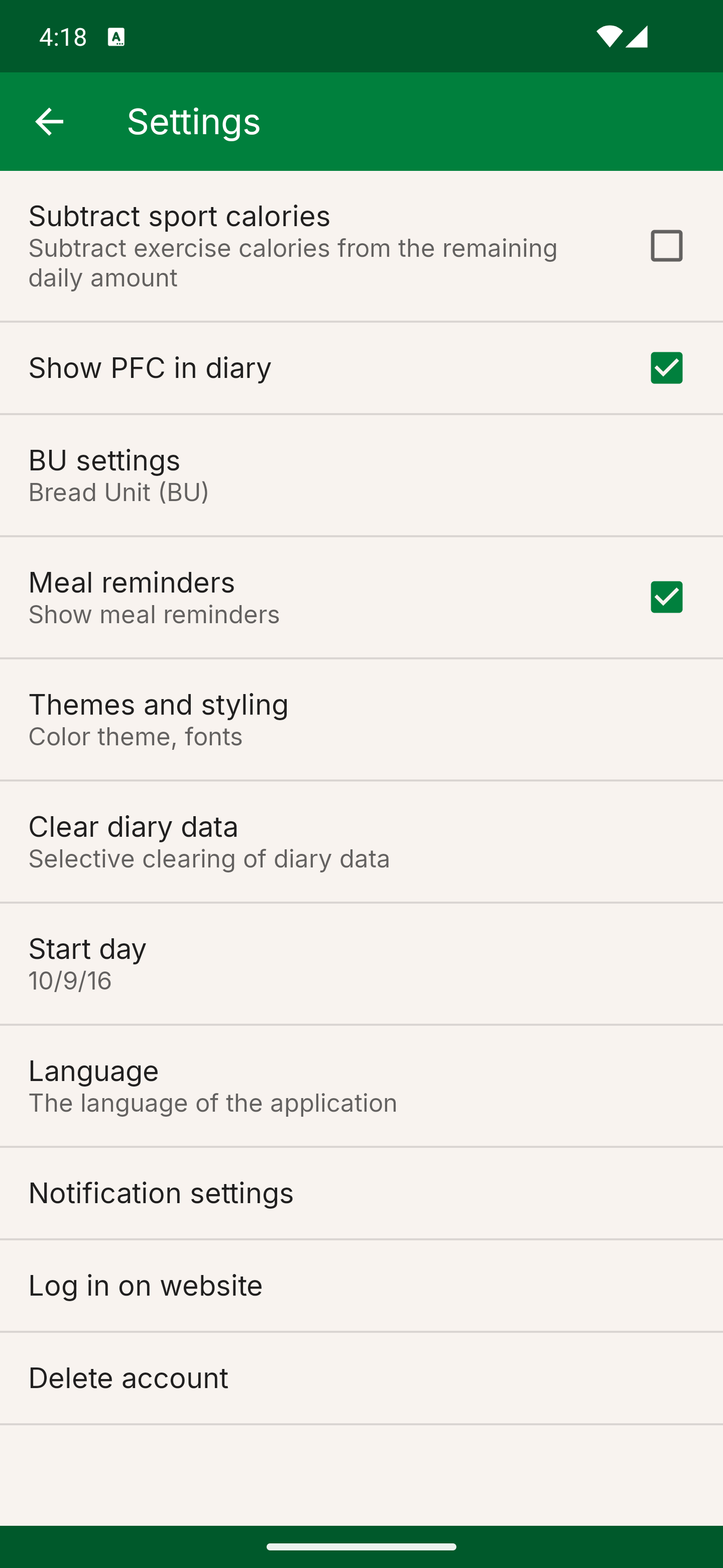 Settings