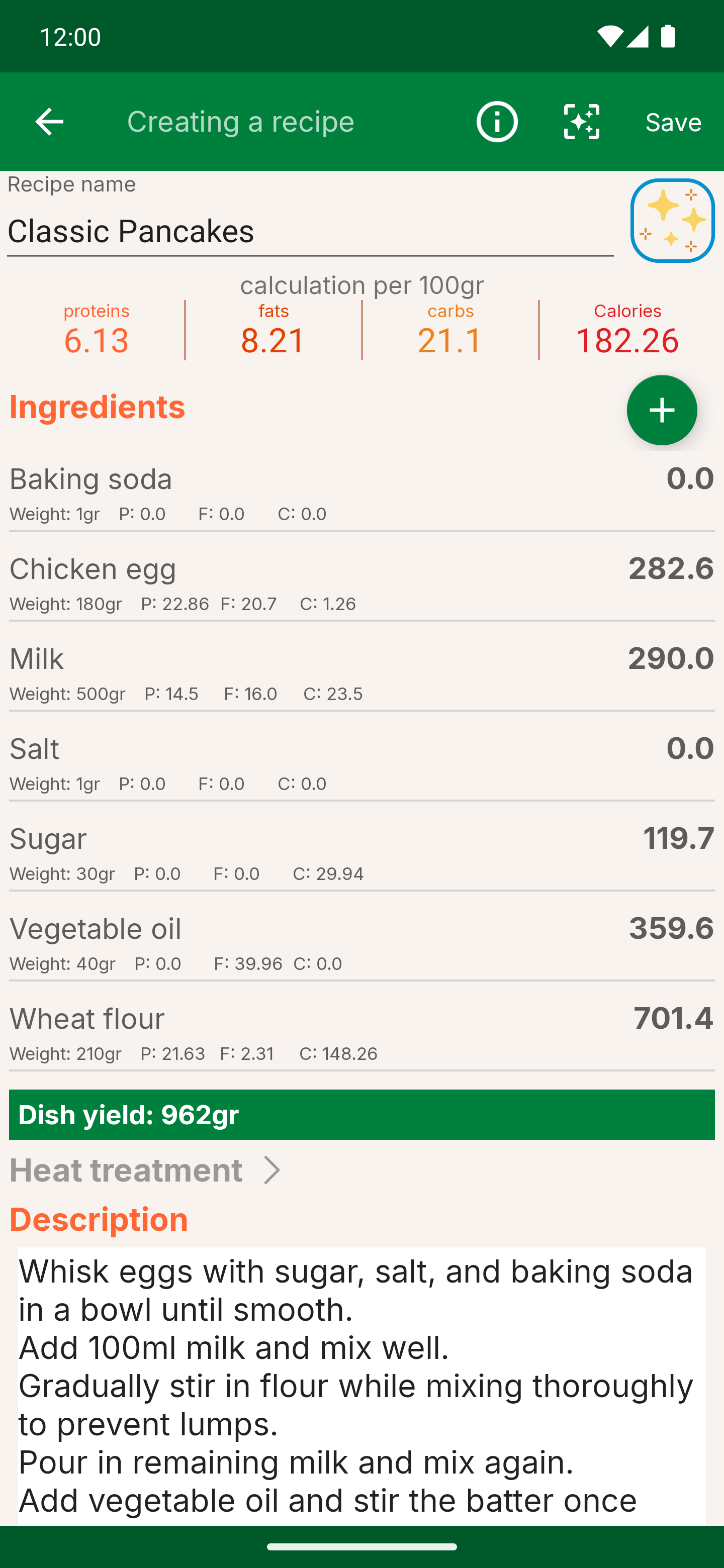 Creating a recipe
