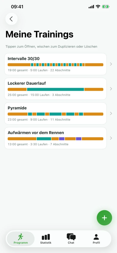 Freier Lauf und eigene Trainings